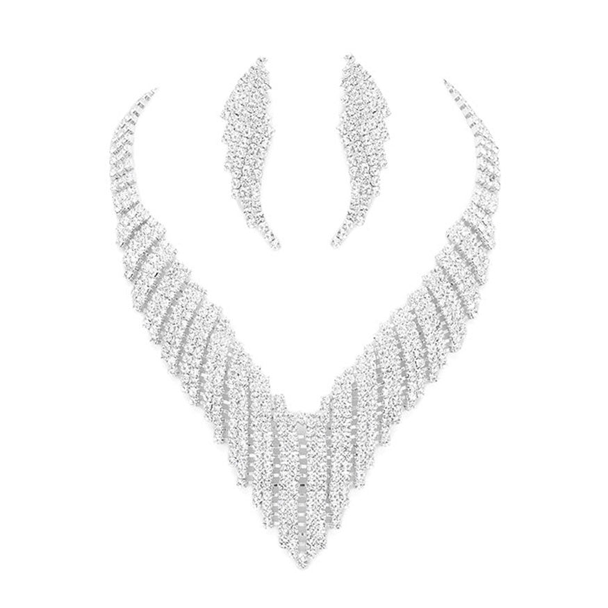 Silver Crystal Rhinestone Pave Jagged Collar Evening Necklace, put on a pop of color to complete your ensemble. Perfect for adding just the right amount of shimmer & shine and a touch of class to special events. Perfect Birthday Gift, Anniversary Gift, Mother's Day Gift, Valentine's Day Gift.