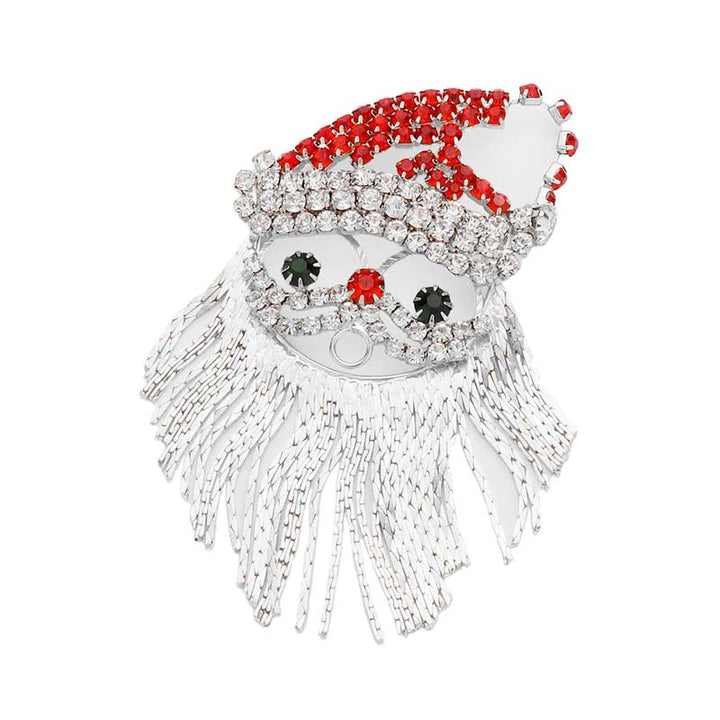 Silver Crystal Santa Claus Fringe beard brooch, Get into the Christmas spirit & make yourself more attractive this Christmas with this beautiful Santan Clause Fringe Beard Brooch. This Christmas-themed Crystal Brooch is awesome to show off your trendy choice. Beautifully crafted designed jewelry that fits your lifestyle with seasonal perfection. These Brooches are just the thing that you need to complete your costume and make you more comfortable & confident