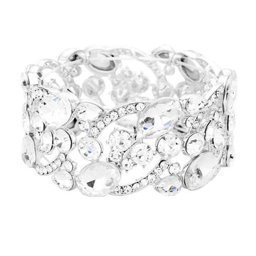 Silver Glass Crystal Oval Butterfly Stretch Evening Bracelets. These gorgeous stone pieces will show your class in any special occasion. The elegance of these Stone goes unmatched, great for wearing at a party! Perfect jewelry to enhance your look. Awesome gift for birthday, Anniversary, Valentine‚Äôs Day or any special occasion.