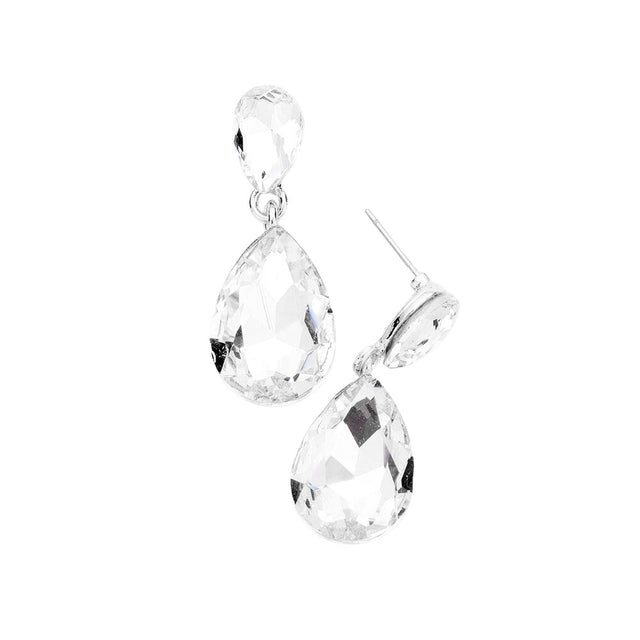 Silver Glass Crystal Teardrop Dangle Earrings, these teardrop earrings put on a pop of color to complete your ensemble & make you stand out with any special outfit. The beautifully crafted design adds a gorgeous glow to any outfit on special occasions. Crystal Teardrop sparkling Stones give these stunning earrings an elegant look. Perfectly lightweight, easy to wear & carry throughout the whole day.