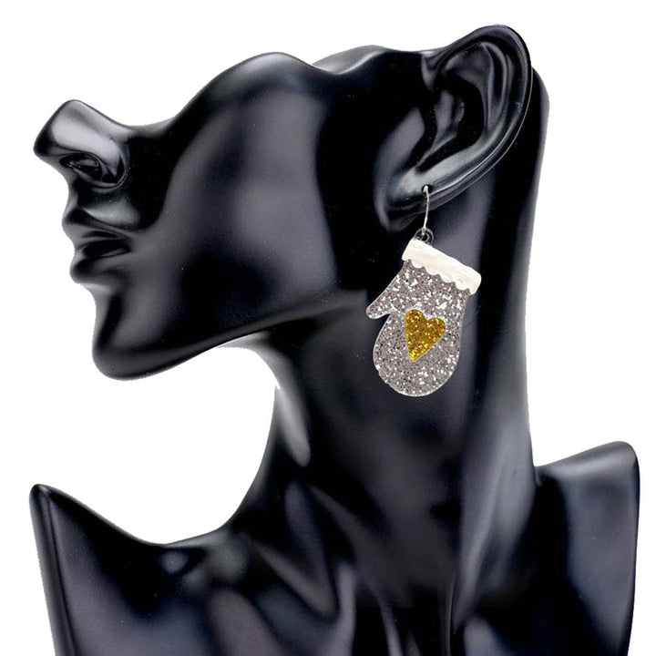 Silver Glittered Resin Glove Dangle Earrings, put on a pop of color to complete your ensemble. Perfect for adding just the right amount of shimmer & shine and a touch of class to special events. Perfect Birthday Gift, Anniversary Gift, Mother's Day Gift, Graduation Gift.