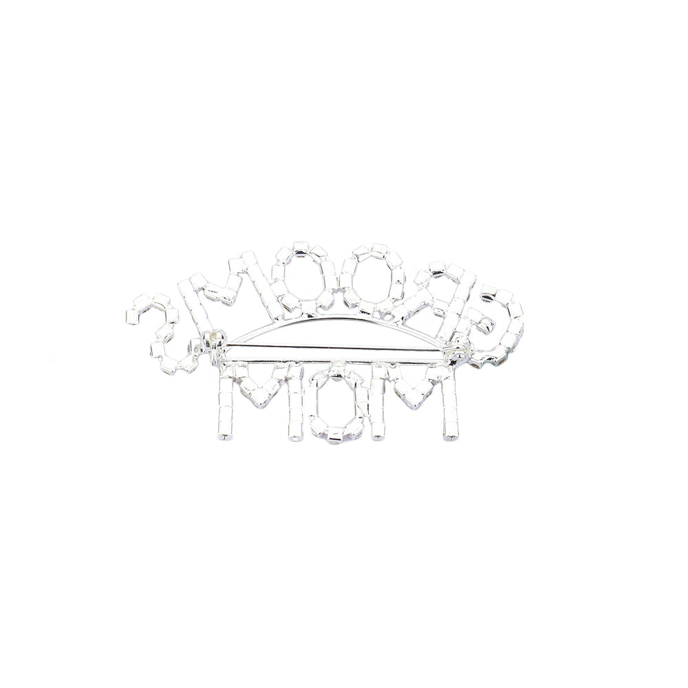 Silver Grooms Mom Rhinestone Pin Brooch, let mom stand out and feel special with this stylish pin brooch. Everyone will know who the proud mother is when wearing this stunner! The stunning brooch is embellished with rhinestones making up the words groom's mom.  This kind of brooch is sparkling and unique. It will help you create a perfect impression on any occasion. Easy to match your scarf, bag, sweater, dress, etc.