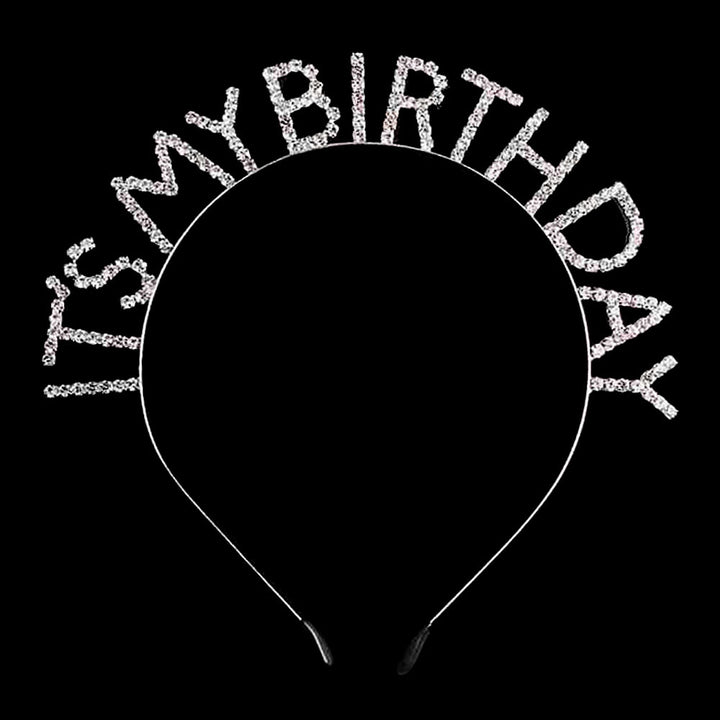 Silver It Is My Birthday Rhinestone Headband, This marvelous Rhinestone birthday message-themed Headband is attractive & lightweight, therefore easy to put on and off. Push back your hair with this beautiful Rhinestone headband to make yourself stand out on any special occasion. Spice up any plain or special outfit! Be ready to receive the best compliments. Be the ultimate trendsetter wearing this chic headband with all your stylish outfits!