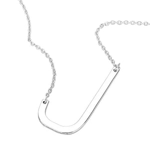 Silver J Monogram Metal Pendant Necklace. Beautifully crafted design adds a gorgeous glow to any outfit. Jewelry that fits your lifestyle! Perfect Birthday Gift, Anniversary Gift, Mother's Day Gift, Anniversary Gift, Graduation Gift, Prom Jewelry, Just Because Gift, Thank you Gift.