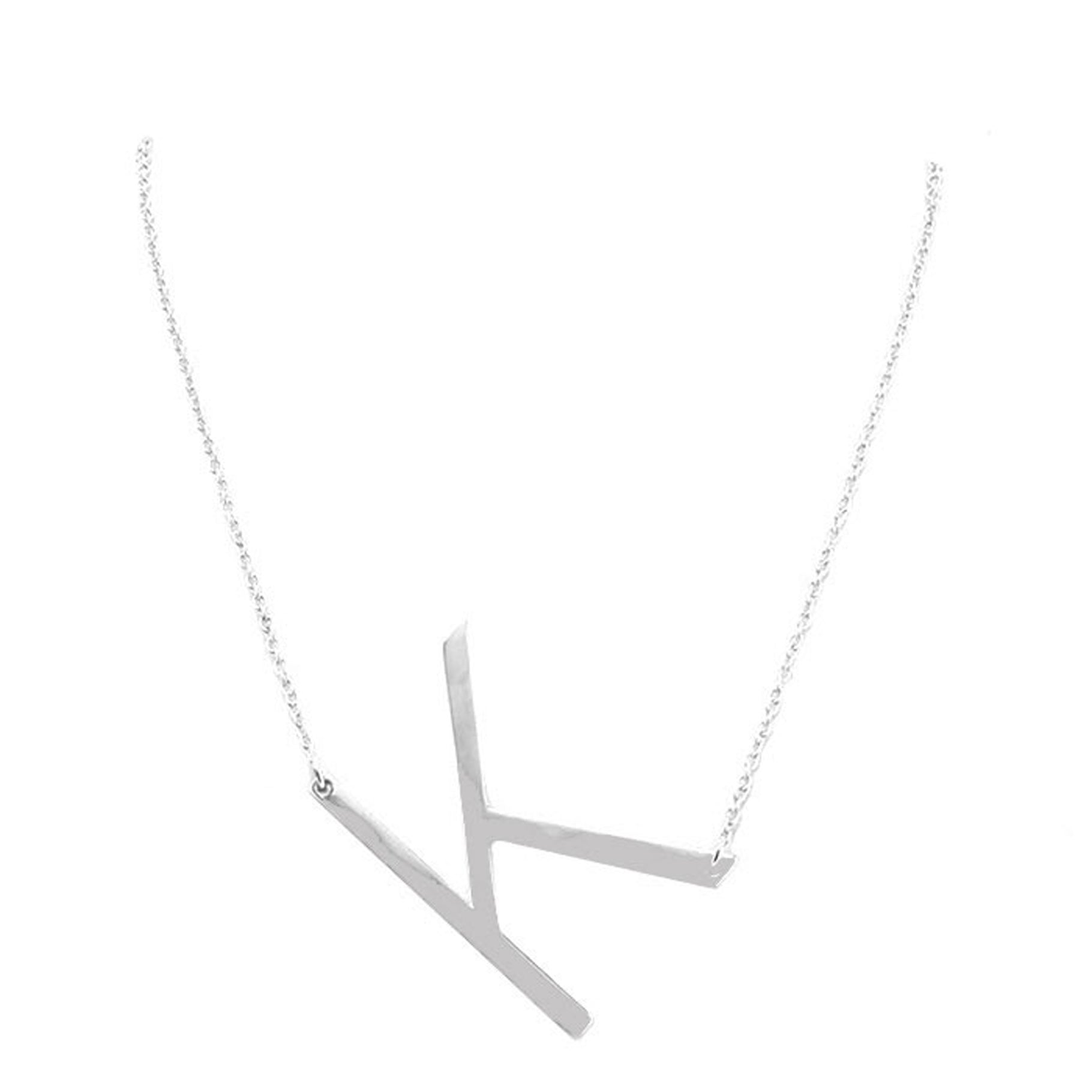 Silver K Monogram Metal Pendant Necklace. Beautifully crafted design adds a gorgeous glow to any outfit. Jewelry that fits your lifestyle! Perfect Birthday Gift, Anniversary Gift, Mother's Day Gift, Anniversary Gift, Graduation Gift, Prom Jewelry, Just Because Gift, Thank you Gift.