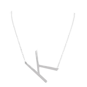 Silver K Monogram Metal Pendant Necklace. Beautifully crafted design adds a gorgeous glow to any outfit. Jewelry that fits your lifestyle! Perfect Birthday Gift, Anniversary Gift, Mother's Day Gift, Anniversary Gift, Graduation Gift, Prom Jewelry, Just Because Gift, Thank you Gift.