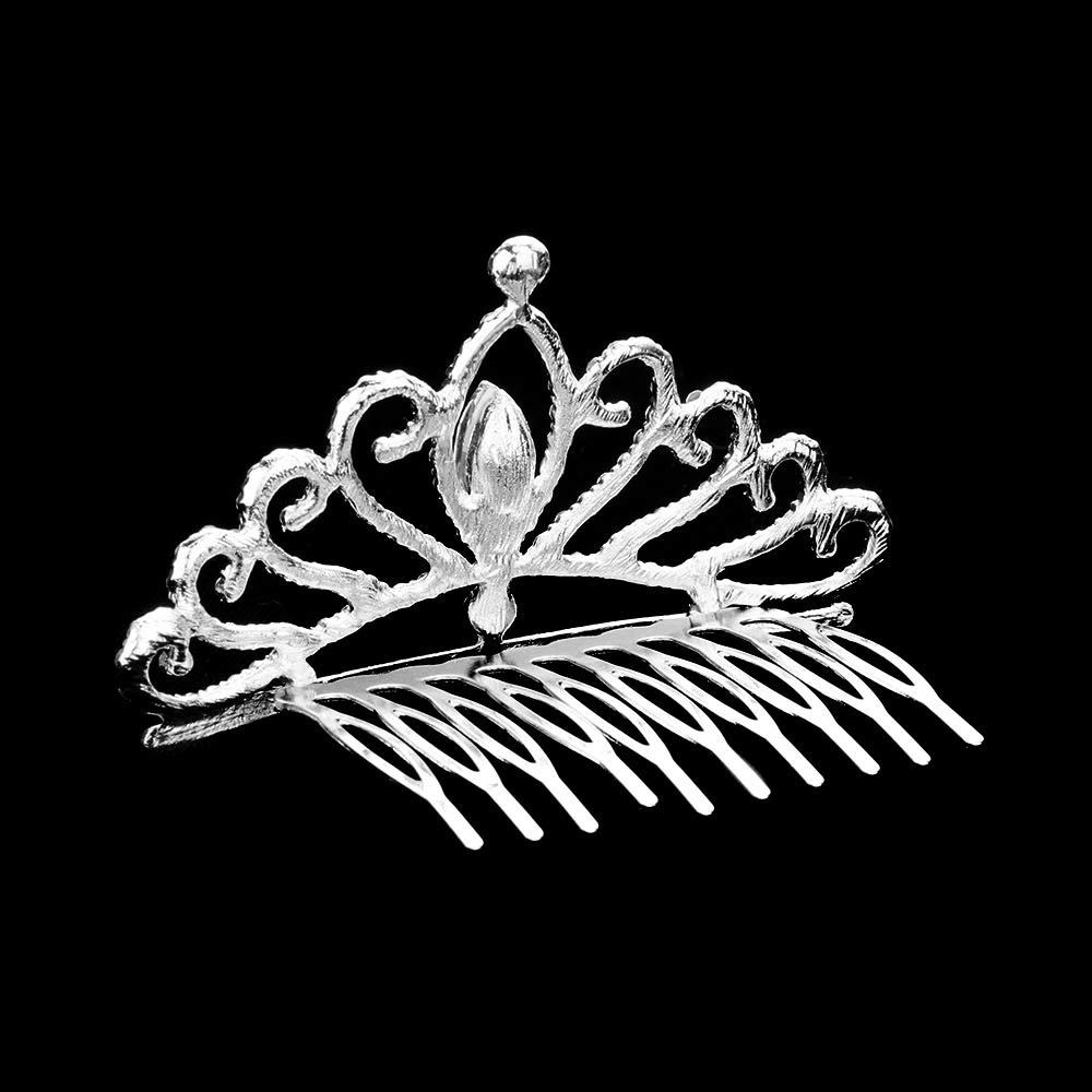 Silver Marquise Stone Accented Mini Tiara, this Marquise Stone Accented Mini Tiara is made of awesome Marquise stones that make you more gorgeous and luxurious on special occasions. This jeweled tiara is the perfect accessory for various formal occasions. These are Perfect Gifts, Anniversary Gifts, and Graduation gifts.