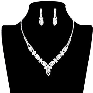 Silver Marquise Stone Accented Rhinestone Necklace, Get ready with these jewelry sets and put on a pop of shine to complete your ensemble. The elegance of these rhinestones goes unmatched, great for wearing on any special occasion. This Stunning necklace will sparkle all night long making you shine out like a diamond. Perfect for adding just the right amount of shimmer and a touch of class to special events.