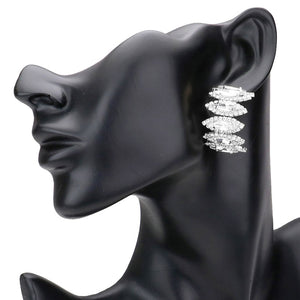 Silver Marquise Stone Cluster Half Hoop Evening Earrings, put on a pop of color to complete your ensemble. Beautifully crafted design adds a gorgeous glow to any outfit Perfect for adding just the right amount of shimmer & shine . Perfect Birthday Gift, Anniversary Gift, Mother's Day Gift, Graduation Gift.