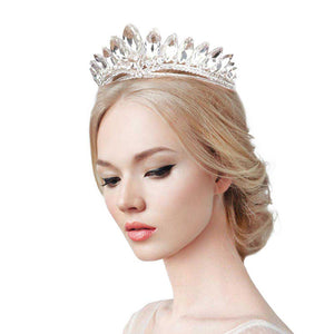 Silver Marquise Stone Cluster Princess Tiara. High-quality stone, sparkling and shinning, for a long time sensational and unique crown. Easy wear, sturdy and non-breakable headgear. The mini hair accessory is really beautiful, Pretty and lightweight. Makes You More Eye-catching at events and wherever you go. Suitable for Wedding, Engagement, Birthday Party, Any Occasion You Want to Be More Charming.
