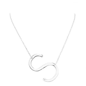 Silver S Monogram Metal Pendant Necklace. Beautifully crafted design adds a gorgeous glow to any outfit. Jewelry that fits your lifestyle! Perfect Birthday Gift, Anniversary Gift, Mother's Day Gift, Anniversary Gift, Graduation Gift, Prom Jewelry, Just Because Gift, Thank you Gift.