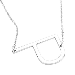 Silver Monogram Metal Pendant Necklace. Beautifully crafted design adds a gorgeous glow to any outfit. Jewelry that fits your lifestyle! Perfect Birthday Gift, Anniversary Gift, Mother's Day Gift, Anniversary Gift, Graduation Gift, Prom Jewelry, Just Because Gift, Thank you Gift.