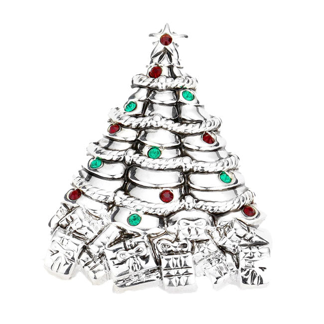 Silver Multi Metal Christmas Tree Pin Brooch Pendant. Get ready for Christmas with these pin brooches, carry the spirit of Christmas from head to toe. Perfect for adding just the right amount of shimmer & shine and a touch of class to special events. Perfect Christmas gift for your loved ones.
