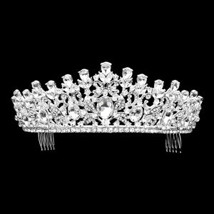 Silver Oval Stone Accented Leaf Cluster Princess Tiara, this oval stone princess tiara is made of awesome oval stones that make you more gorgeous and luxurious on special occasions. Perfect for adding just the right amount of shimmer & shine, will add a touch of class, beauty, and style to your special events.