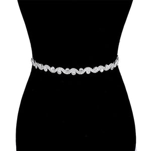 Silver Rhinestone Bridal Sash Ribbon Crystal Detail Wedding Belt Headband Tie, a timeless selection, sparkling rhinestone crystal Bridal Belt Sash, is exceptionally elegant, adding an exquisite detail to your wedding dress. Tie on your hair for a glamorous, beautiful headband elevating your hairdo on your super special day.