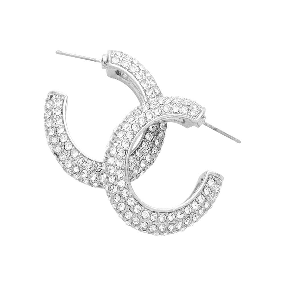 Silver Rhinestone Embellished Oval Hoop Evening Earrings, Beautifully crafted design adds a gorgeous glow to your special outfit. Rhinestone embellished oval earrings that fits your lifestyle on special occasions! Luminous rhinestone and sparkling glow give these stunning earrings an elegant look and make you stand out. Perfect accessory for adding just the right amount of shimmer and a touch of class to special events.