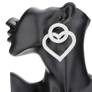Silver Rhinestone Open Circle Heart Link Evening Earrings, take your love for accessorizing to a new level of affection with the heart link evening earrings. Open circle heart link design and sparkling rhinestones give these stunning earrings an elegant look to make you stand out on any special occasion. 