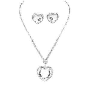 Silver Rhinestone Pave Crystal Heart Pendant Necklace, Get ready with these Pendant Necklace, put on a pop of color to complete your ensemble. Perfect for adding just the right amount of shimmer & shine and a touch of class to special events. Perfect Birthday Gift, Anniversary Gift, Mother's Day Gift, Graduation Gift.