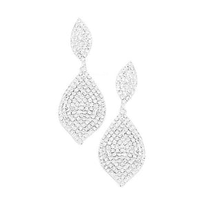 Silver Rhinestone Pave Double Marquise Link Evening Earrings, put on a pop of color to complete your ensemble. Beautifully crafted design adds a gorgeous glow to any outfit. Perfect for adding just the right amount of shimmer & shine. Perfect for Birthday Gift, Anniversary Gift, Mother's Day Gift, Graduation Gift.