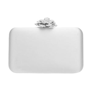 Silver Rhinestone Pave Rose Clasp Evening Clutch Bag, This high-quality Evening Clutch Bag is both unique and stylish. Take your look from bland to glam with the bold attitude of this embellished clutch. Perfect for lipstick, money, credit cards, keys or coins and many more things, light and gorgeous. Suitable for weekends, weddings, evening parties, cocktail various parties, night out or any special occasions and so on. 