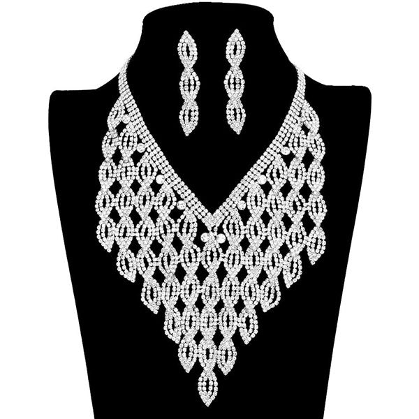 Silver Rhinestone Pave Statement Evening Necklace. Get ready with these rhinestone earrings, put on a pop of shine to complete your ensemble. Perfect for adding just the right amount of shimmer and a touch of class to special events. These classy earrings are perfect for Party, Wedding and Evening. Awesome gift for birthday, Anniversary, Valentine’s Day or any special occasion.