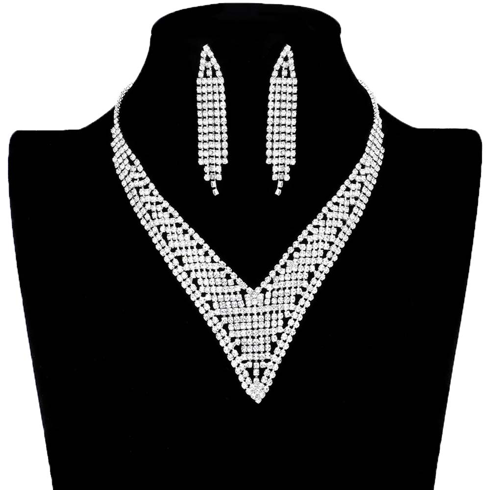 Silver Rhinestone Pave V Shape Collar Necklace, get ready with this rhinestone necklace to receive the best compliments on any special occasion. Put on a pop of color to complete your ensemble and make you stand out on special occasions. Awesome gift for birthdays, anniversaries, Valentine’s Day, or any special occasion.