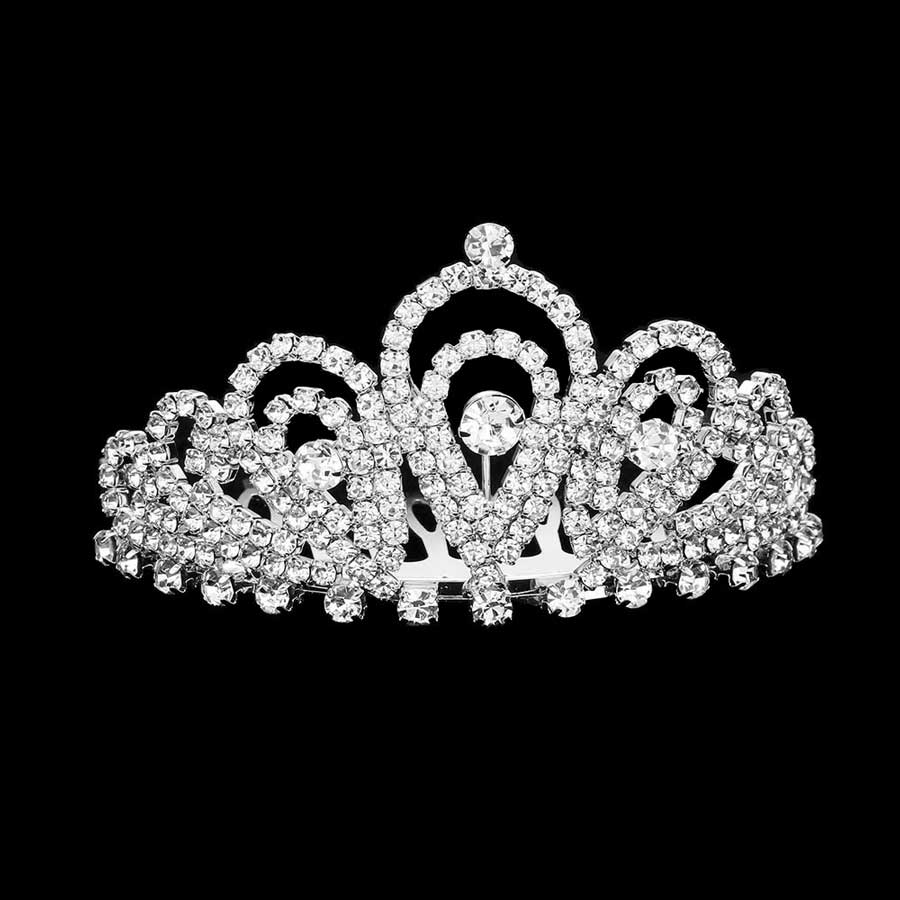 The Silver Rhinestone Princess Mini Tiara is expertly crafted with intricate detail. Bejeweled with dazzling rhinestones that sparkle and shine exudes luxury and sophistication., Birthday Gift, Anniversary Gift, Christmas, Regalo Navidad, Cumpleanos, Prom, Wedding Bridal, prom, Quinceanera, Sweet 16, Homecoming Party