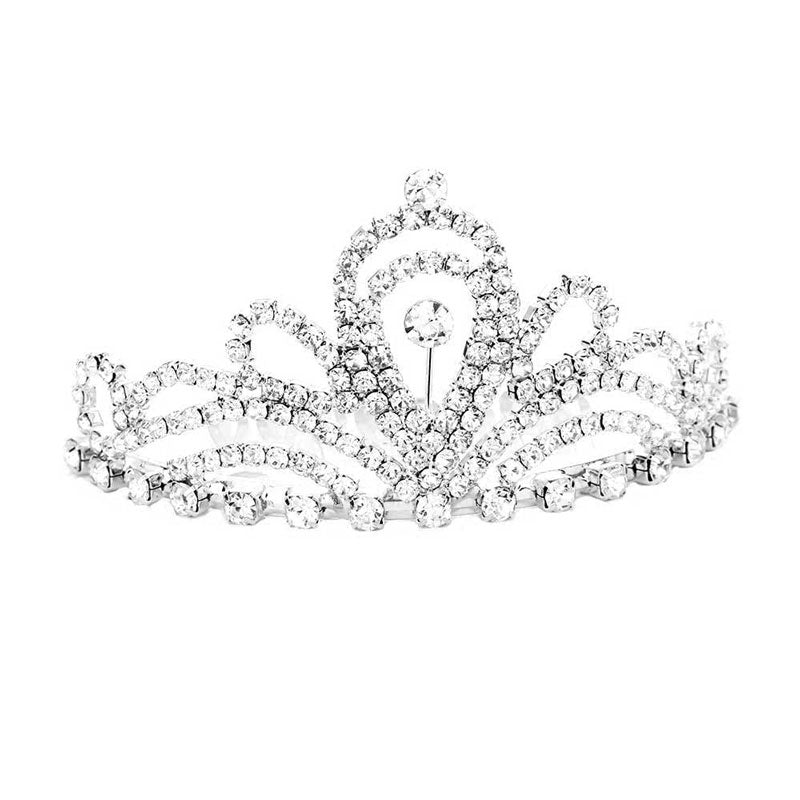 Silver Rhinestone Princess Mini Tiara. Elegant and sparkling, this tiara features rhinestones and an artistic design. Makes You More Eye-catching in the Crowd. Suitable for Wedding, Engagement, Prom, Dinner Party, Birthday Party, Any Occasion You Want to Be More Charming.        