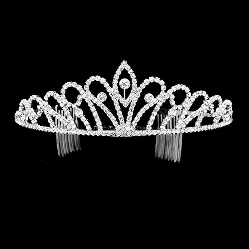 SIlver Rhinestone Princess Tiara. Perfect for adding just the right amount of shimmer & shine, will add a touch of class, beauty and style to your wedding, prom, special events, embellished glass crystal to keep your hair sparkling all day & all night long. Perfect Birthday, Anniversary , Mother's Day, Graduation Gift.