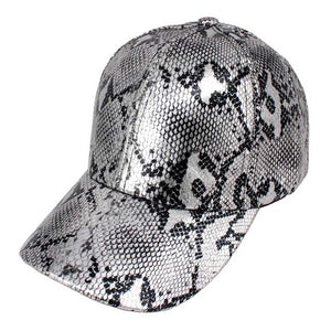 Silver Snake Skin Patterned Baseball Cap, show your trendy side with this snake skin patterned baseball cap Make You More Attractive And Charming Among The Crowd. Have fun and look Stylish. Great for covering up when you are having a bad hair day and still looking cool. Perfect for protecting you from the sun, rain, wind, snow on outdoor activities and You Protect Your Skin From Harmful Uv Rays And Keep Your Hair Away From Your Face And Eyes.