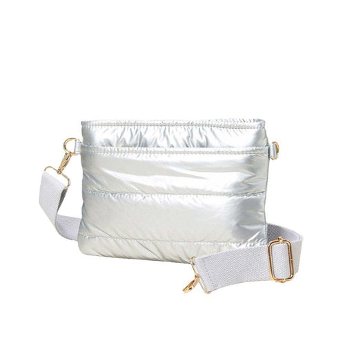 Solid Puffer Crossbody Bag - Silver