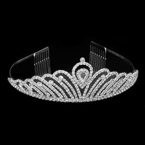 Silver Teardrop Accented Royal Crystal Rhinestone Tiara, this tiara features precious crystal rhinestone and an artistic design. Perfect for adding just the right amount of shimmer & shine, will add a touch of class, beauty and style to your special events. Suitable for Wedding, Engagement, Prom, Dinner Party, Birthday Party, Any Occasion You Want to Be More Charming.