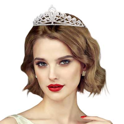 Silver Teardrop Center Rhinestone Princess Tiara High-quality crystal, sparking and shinning, for a long time sensational and unique crown. The sparkling headpiece can be applied in various occasions, such as Wedding, Halloween costume, proms, Pageants, Birthday, Gifts, stage productions, any special occasions and so on.