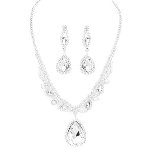 Silver Teardrop Crystal Rhinestone Collar Evening Necklace. These gorgeous Crystal Rhinestone pieces will show your class in any special occasion. The elegance of these Crystal Rhinestone goes unmatched, great for wearing at a party! Perfect jewelry to enhance your look. Awesome gift for birthday, Anniversary, Valentine’s Day or any special occasion.
