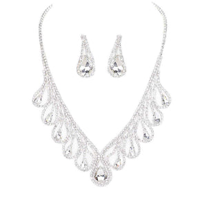 Silver Teardrop Crystal Rhinestone Collar Necklace, Detailed Crystal Collar Necklace, will sparkle all night long making you shine out like a diamond. Perfect for adding just the right amount of shimmer & shine and a touch of class to special events. perfect for a night out on the town or a black tie party, awesome Gift idea for Birthday, Anniversary, Prom, Mother's Day Gift, Sweet 16, Wedding.