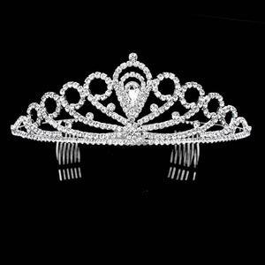 Silver Teardrop Crystal Rhinestone Pageant Princess Tiara, the tiara is made of beautiful rhinestones that amp up your beauty to a greater extent on special occasions. It perfectly adds luxe to your outfit and makes you more gorgeous. It's easy to put on & off and durable. The stunning hair accessory is really beautiful, Pretty, and lightweight. Makes You More Eye-catching at special events and wherever you go.