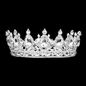 Silver Teardrop Stone Accented Crown Tiara, This crown tiara is a classic royal tiara made from gorgeous stone accented is the epitome of elegance. Exquisite design with beautiful color and brightness makes you more eye-catching in the crowd and will make you more charming and pretty without fail.