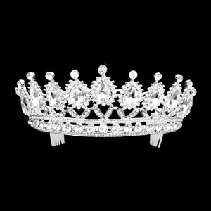 Silver Teardrop Stone Accented Princess Tiara, this princess tiara is a classic royal tiara made from gorgeous stone accented is the epitome of elegance. Exquisite design with gorgeous color and brightness, makes you more eye-catching in the crowd and also it will make you more charming and pretty without fail.