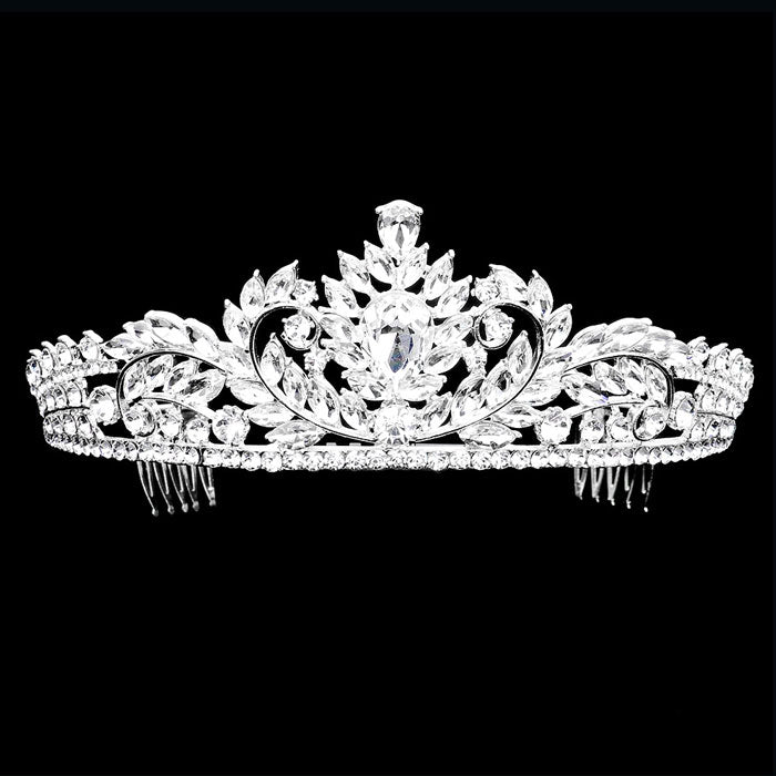 Silver Teardrop Stone Accented Princess Tiara. Elegant and sparkling, this tiara features stones and an artistic design.Perfect for adding just the right amount of shimmer & shine, will add a touch of class, beauty and style to your special events. Makes You More Eye-catching in the Crowd. Suitable for Wedding, Engagement, Prom, Dinner Party, Birthday Party, Any Occasion You Want to Be More Charming.