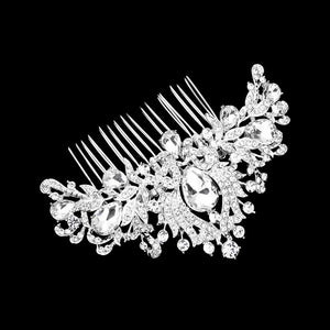 Silver Teardrop Stone Accented Rhinestone Pave Hair Comb. Classic Wedding Hair Accessories, fit for bride and bridesmaid. It is perfect for any hair color and type, make you more glam and shine. Add  spectacular sparkle into your hair do. This Rhinestone pave hair comb  is perfect for wedding, engagement, prom, evening, anniversary, party, banquet, dance, friends gathering and performance and so on. It must be a perfect complement for your dress.