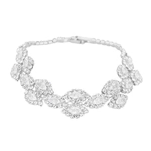 Silver Trendy CZ Marquise Stone Accented Evening Bracelet, get ready to make a glowing beauty and receive compliments with this evening bracelet on your special occasions. Put on a pop of color to complete your ensemble. Perfect for adding just the right amount of shimmer & shine and a touch of class to special events. It's the thing just what you need to update your wardrobe. Perfect gift for Birthday, Anniversary, Mother's Day, Thank you, Just Because Gift, and Daily Wear. Express the royalty with beauty!