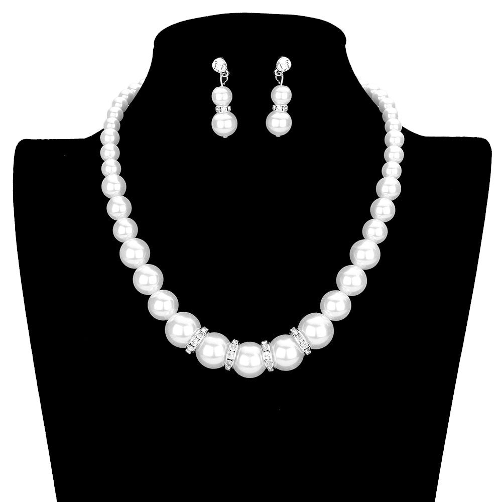 Silver White Crystal Detail Pearl Strand Necklace, put on a pop of shine to complete your ensemble with perfect beauty and luxe. The perfect accessory for adding just the right amount of shimmer and a touch of class to special events. These classy pearl necklaces are perfect for Party, Wedding, Evening, and even everyday wear. Awesome gift for birthday, Anniversary, Valentine’s Day, or any special occasion. Show your class with luxe!