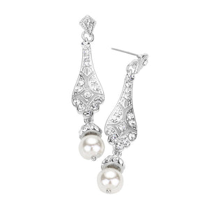 Silver White Pearl Dangle Evening Earrings, these Evening dangles earrings are lightweight and make a stylish addition to your fashion earring and jewelry collection. put on a pop of color to complete your ensemble. Jewelry that fits your lifestyle! Perfect Birthday Gift, Anniversary Gift, Mother's Day Gift, Graduation Gift, Prom Jewelry, Just Because Gift, Thank you Gift.