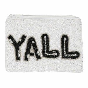 Silver Yall Western Theme Seed Beaded Coin Purse, perfectly goes with any outfit and shows your trendy choice to make you stand out on any occasion. Carry out this y all-western theme coin purse while attending a special occasion. Perfect for carrying makeup, money, credit cards, keys or coins, etc. It's lightweight and perfect for easy carrying. Put it in your bag and find it quickly with its eye-catchy colors. 