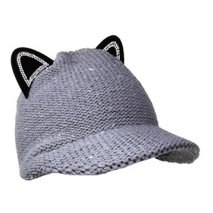 Cozy Solid Gray Cat Ear Slouchy Newsboy Cap Solid Gray Cat Ear Slouchy Cap Winter Hat, reach for this toasty hat to keep you incredibly warm when running out the door. Accessorize with this cat ear hat, it's the autumnal touch finish your outfit in style. Perfect Gift Birthday, Christmas, Night Out, Cold Weather, Valentine's Day