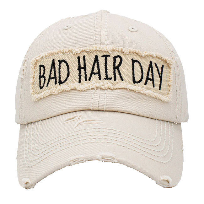 Stone Distressed Bad Hair Day Baseball Cap, cool vintage cap turns your bad hair day into a good day. Faded color, embroidered patch and contrast stitching cap with fun statement will be your favorite. Birthday Gift, Mother's Day Gift, Anniversary Gift, Thank you Gift, Regalo Cumpleanos, Regalo Dia de la Madre, Sports Day 