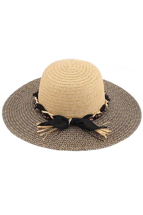 Tan C.C Wooden Beads Braids trim  Two Tone Hat, adds a great accent to your wardrobe, Unique, timeless and classic Hat looks cool and fashionable. Perfect for that bad hair day, or simply casual everyday wear; Perfect for bad hair days or simply casual everyday wear; Great gift for that fashionable on-trend friend. Perfect Gift Birthday, Holiday, Christmas . 
