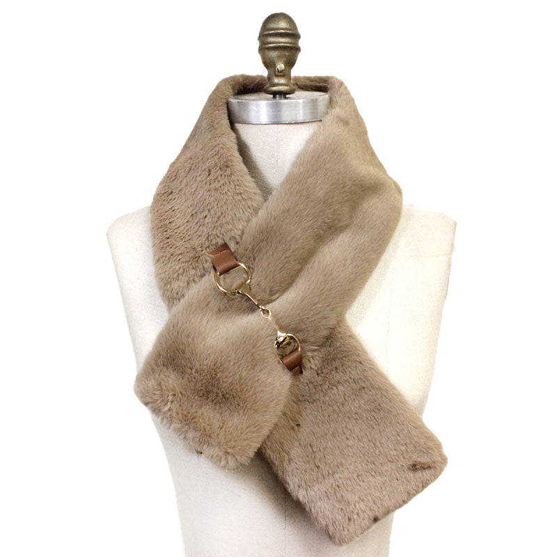 Tan Faux Fur Leather Pull Through Scarf, accent your look with this soft, highly versatile plaid scarf. A rugged staple brings a classic look, adds a pop of color & completes your outfit, keeping you cozy & toasty. Perfect Gift Birthday, Holiday, Christmas, Anniversary, Valentine's Day