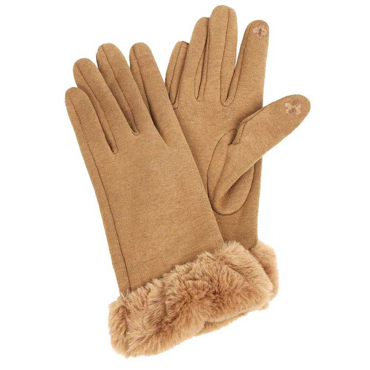 Tan Faux Fur Wrist Smart Gloves, This attractive colored pair of gloves keeps you perfectly warm this winter outdoor and in the cool air. It's a smart and fashionable accessory that completes your winter outfit and reveals your smartness. You can use your electronic devices with ease with these warm and cozy gloves. Its beautiful color variety gives you a cool and cute outlook anywhere. A perfect gift for the season to the persons you care. Enjoy the winter!