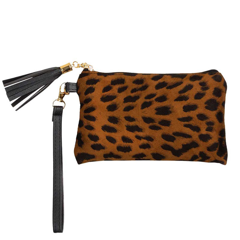 Tan Leopard Print Pouch Bag Wristlet. Whether you are out shopping, going to the pool or beach, this Leopard themed pouch bag is the perfect accessory. Spacious enough for carrying any and all of your belongings and essentials. Perfect Birthday Gift, Anniversary Gift, Just Because Gift, Mother's day Gift, Summer, Sea Life & night out on the beach etc.